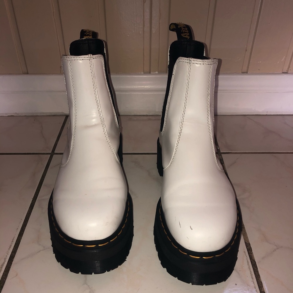 White Platform Dr. Marten’s Chelsea Boots